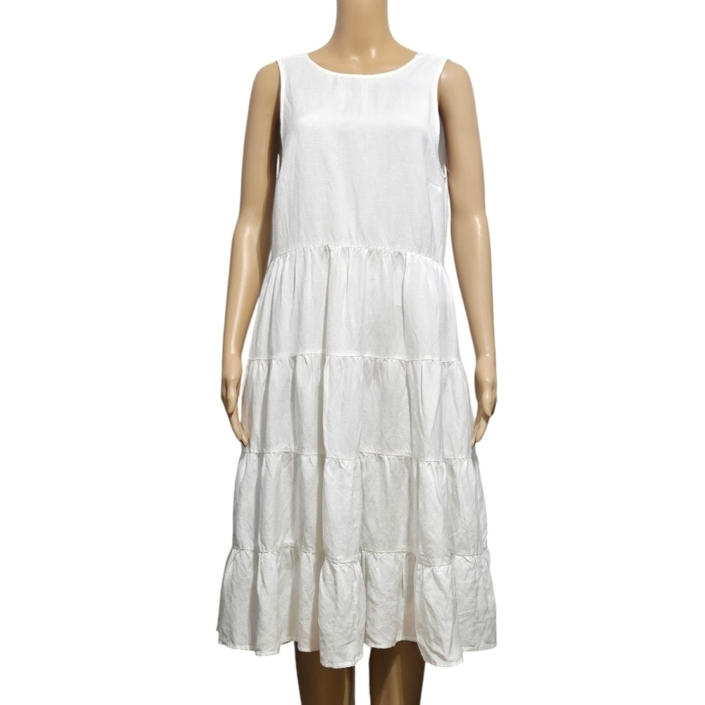LOFT Beach Open Back Tiered Midi Summer  Dress Size Small - Picture 2 of 11